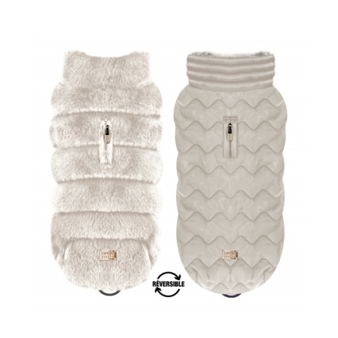 Milk & Pepper Wende-Hundemantel Daria beige/taupe