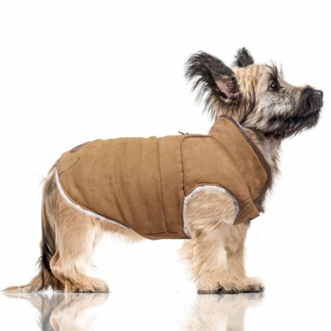 Wende-Hundemantel Kieran camel/offwhite Gr. 26