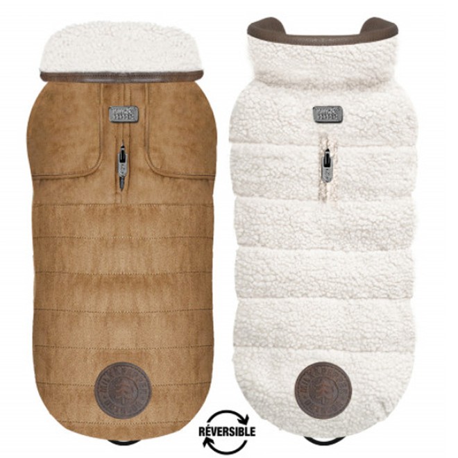 Wende-Hundemantel Kieran camel/offwhite Gr. 26