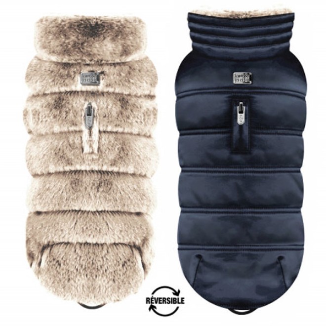 Milk & Pepper Wende-Hundemantel Vadim navy mit Plüsch