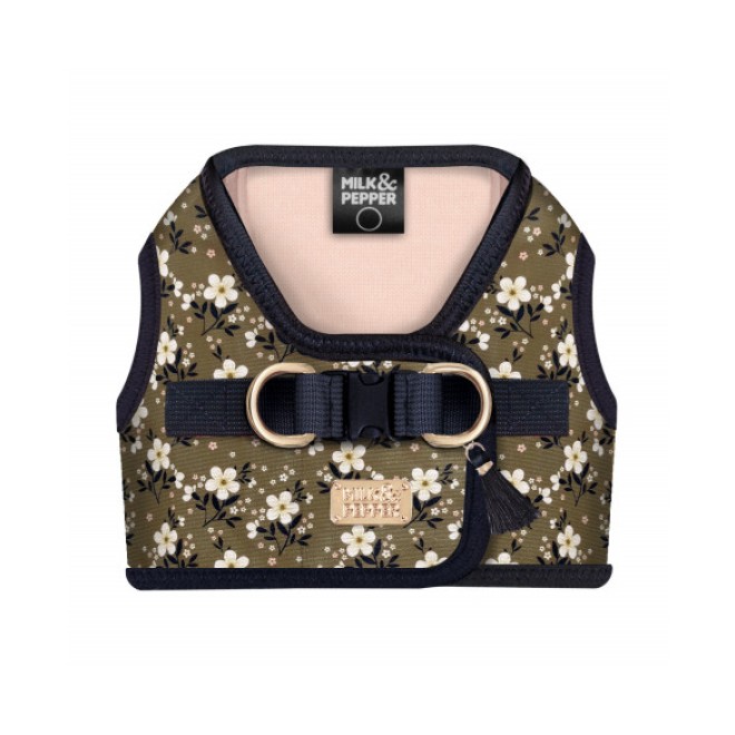 Westengeschirr für Hunde BETHANY Khaki mit Blumenmuster