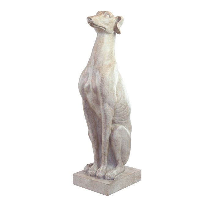 Große Windhund Skulptur creme 55 cm