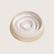 Handgefertigter Antischlingnapf Keramik weiß