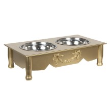 Doppel-Futternapf für Hunde im Landhausstil gold