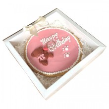 Hunde-Geburtstagstorte Happy Birthday rosa & hellblau 380 g