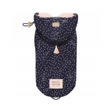 Hunde-Regenjacke CONSTANCE mit Tupfen und rosa Bommel