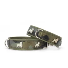 Bulldoggen-Hundehalsband Leder Camouflage
