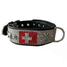 Schweizer-Hundehalsband Zermatt Nappleder/Filz 45 bis 75 cm Länge