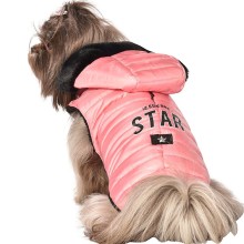 Hundemantel Star rosa mit abnehmbarer Kapuze Gr. 42L