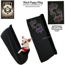 Puppy Sling Designer-Strass-Hundetragetuch Black in 3 Designs