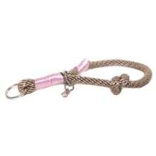 Tau-Hundehalsband mit Zugstopp creme-rosa
