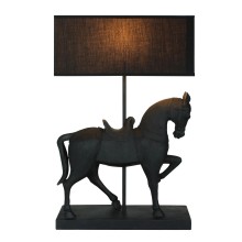 Tischlampe mit Pferdeskulptur