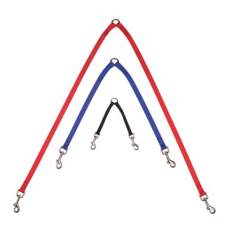 Koppel-Hundeleine für 2 Hunde, 30 cm, schwarz, rot