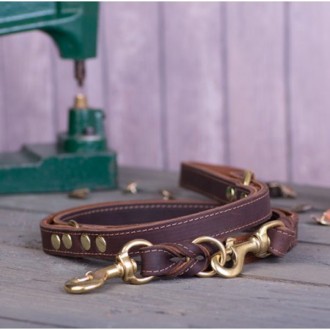 3fach verstellbare Führleine Rindsleder braun/cognac