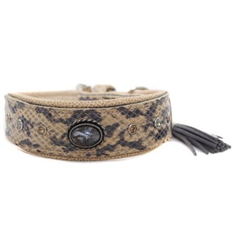 Windhundhalsband „Snake“ Rindsleder in Schlangenoptik HU 33-37cm