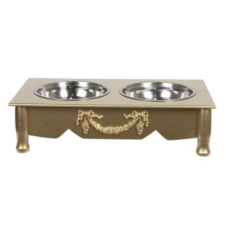 Doppel-Futternapf für Hunde im Landhausstil gold
