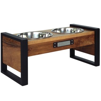 Teakholz-Doppelnapf Industrie Design