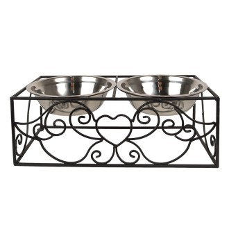 Doppelnapf mit Herz aus Metall 2 x 500 ml