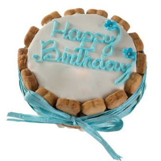 Gefüllte Hunde-Geburtstagstorte in Geschenkschachtel rosa & hellblau