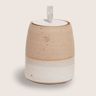 Handgefertigte Leckerlidose Keramik weiß