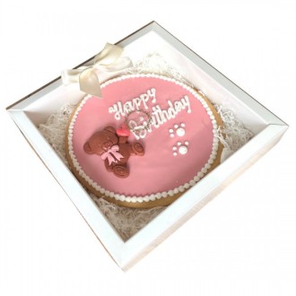 Hunde-Geburtstagstorte Happy Birthday rosa & hellblau 380 g