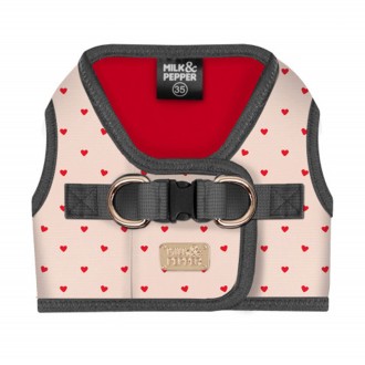 Milk & Pepper Hundegeschirr Suzanne mit roten Herzen
