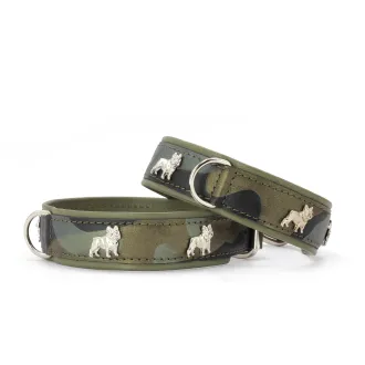 Bulldoggen-Hundehalsband Leder Camouflage