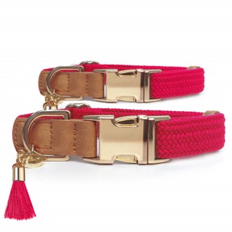 Milk & Pepper geflochtenes Hundehalsband KAYA Fuchsia