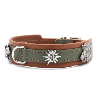 Hundehalsband Leder Alpenmotiv mini
