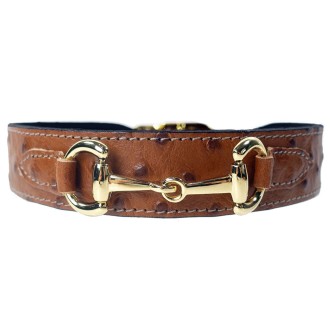 Hundehalsband mit Trensenstück Hardware 22 Karat vergoldet