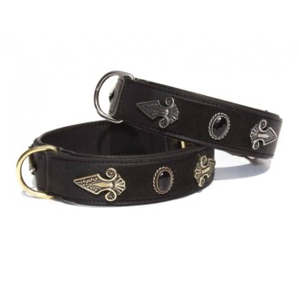 Hundehalsband Mittelalter schwarz/gold, 70 cm Länge