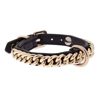 Hundehalsband DangeRouge black mit goldener Kette