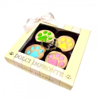 Hundekekse mit Tatzen, 4 Stück in der Geschenkbox