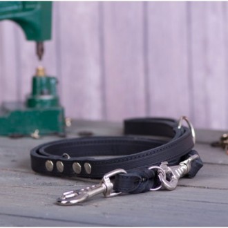 3fach verstellbare Lederleine schwarz Handmade in Germany