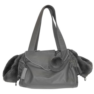 Fell-Hundetasche Luxury Dog grau 2 in 1 (Hundetasche & Hundebett)