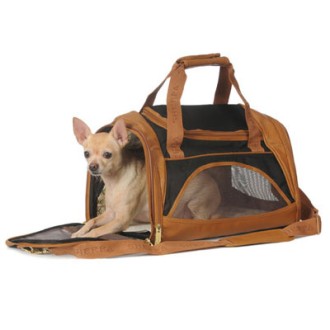 Flugzeug-Hundetasche VIP cognac/schwarz