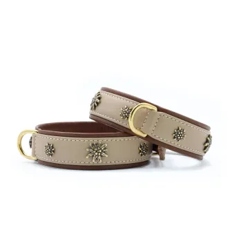 Leder-Hundehalsband Alpen Edelweiß