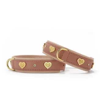 Leder-Hundehalsband HERZILEIN Altrosa