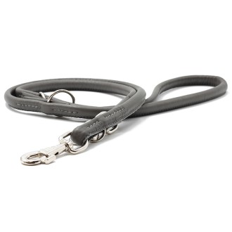 Nappaleder Hundeleine rundgenäht grau 120, 200 cm