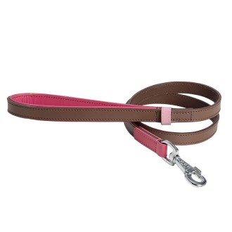 Leder Hundeleine Pink Stripes für große Hunde
