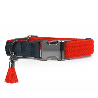 Milk & Pepper geflochtenes Hundehalsband KAYA Orange mit Quaste