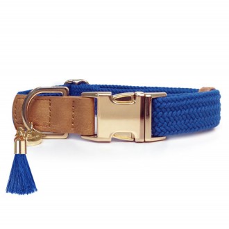 Milk & Pepper geflochtenes Hundehalsband KAYA Blue mit Quaste