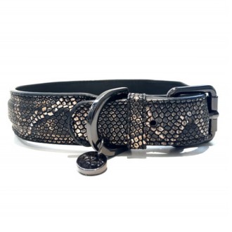 Milk & Pepper Hundehalsband Python Natural Black