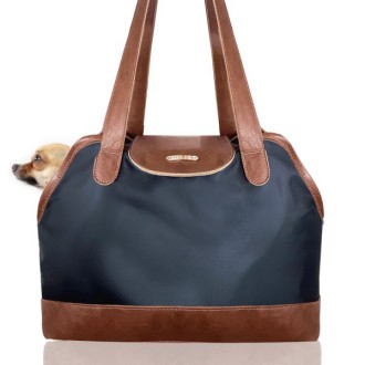 Edle Milk & Pepper Hundetasche Nora in navy-grau und camel