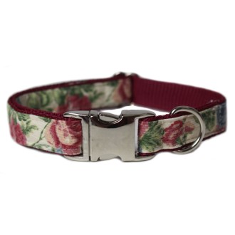 Nylon-Hundehalsband Landhaus Rosen - auch in roségold