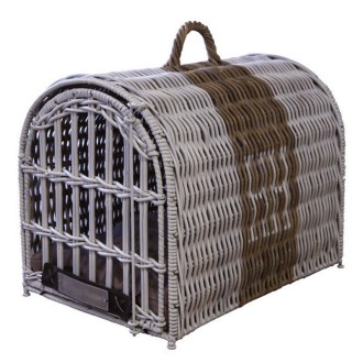 Rattan-Transportkorb offwhite für Hunde & Katzen