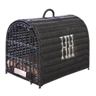 Rattan-Transportkorb schwarz für Hunde & Katzen