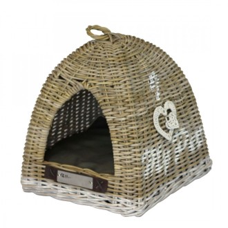 Rattan-Zelt MY HEART für Hunde und Katzen