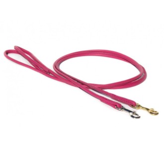 Rundleine Nappaleder 1 m himbeere, Durchmesser 4 mm Karabiner gold