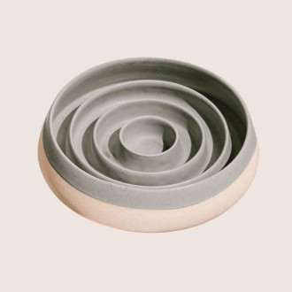 Handgefertigter Slow Feeder Keramik grau